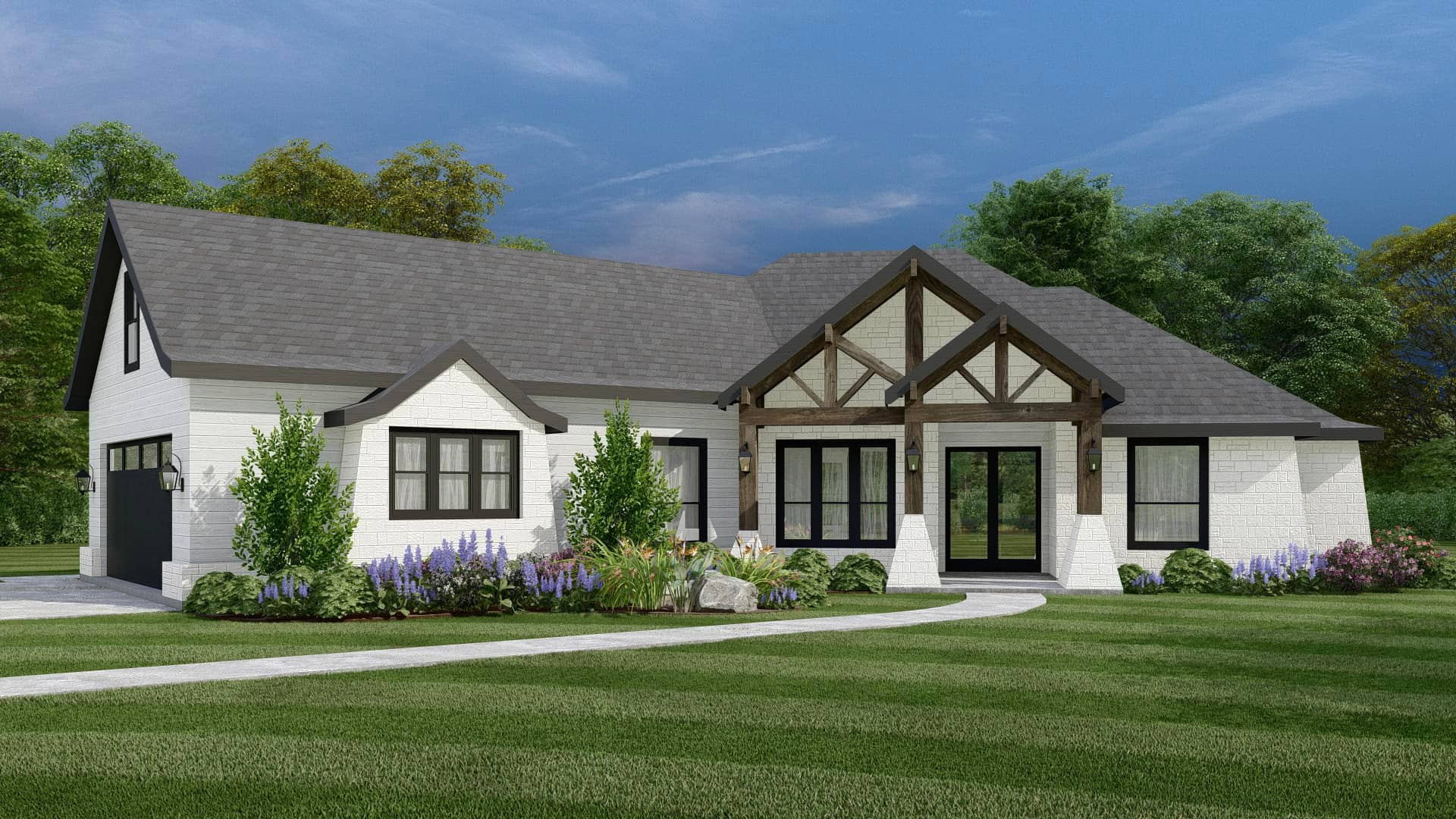 Front elevation of Southern home (ThePlanCollection: House Plan #195-1321)