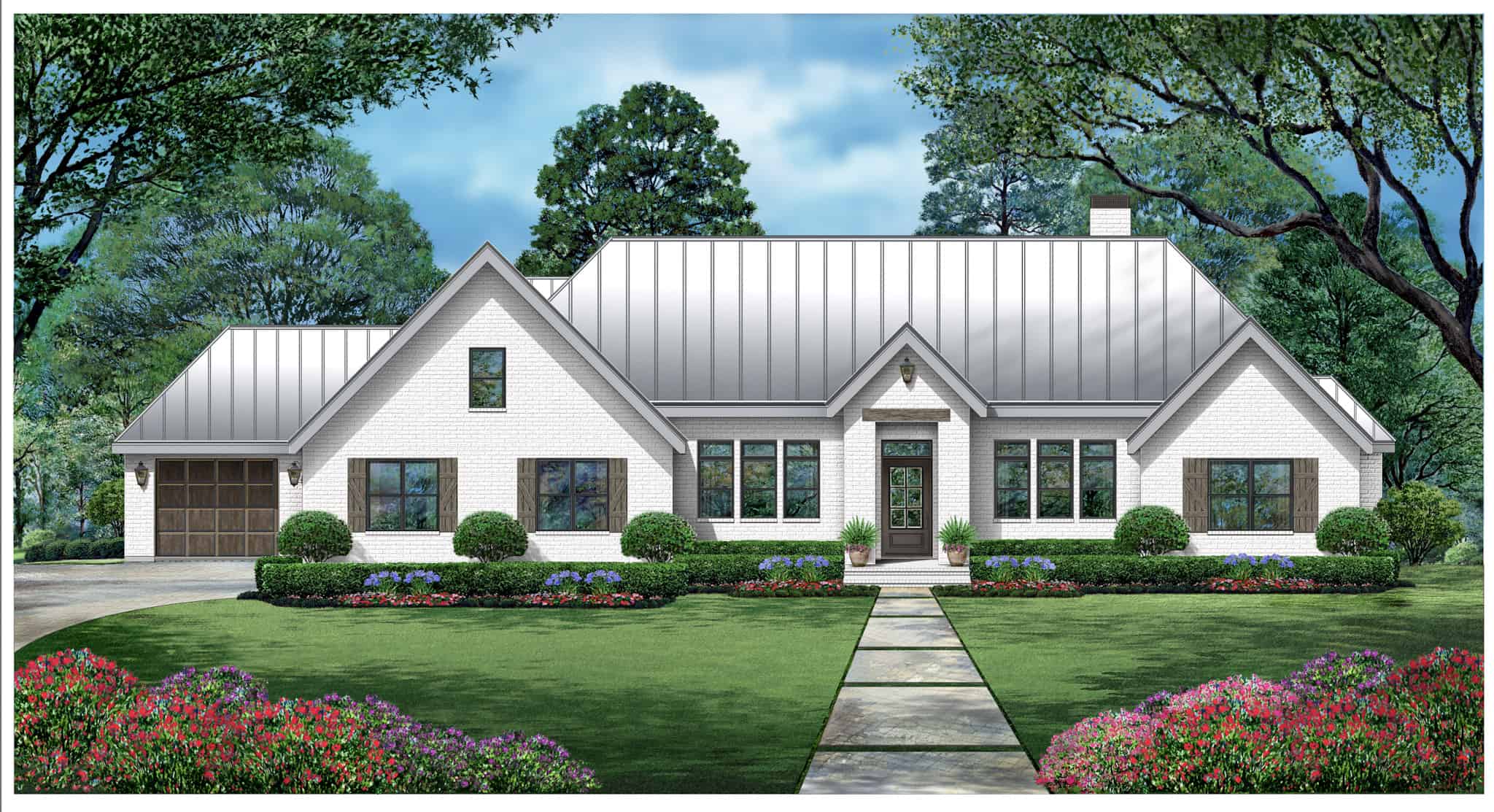 Front elevation of Modern Farmhouse home (ThePlanCollection: House Plan #195-1323)