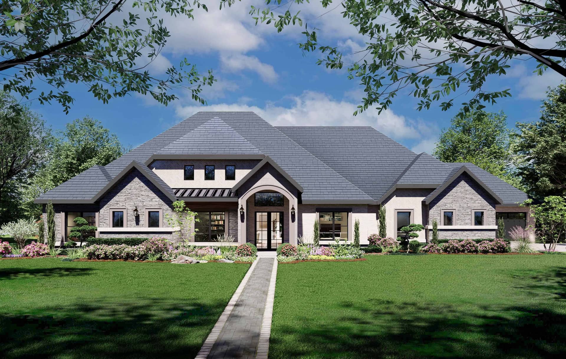 Front elevation of European home (ThePlanCollection: House Plan #195-1352)