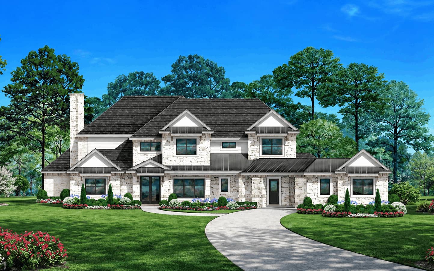 Front elevation of European home (ThePlanCollection: House Plan #195-1354)
