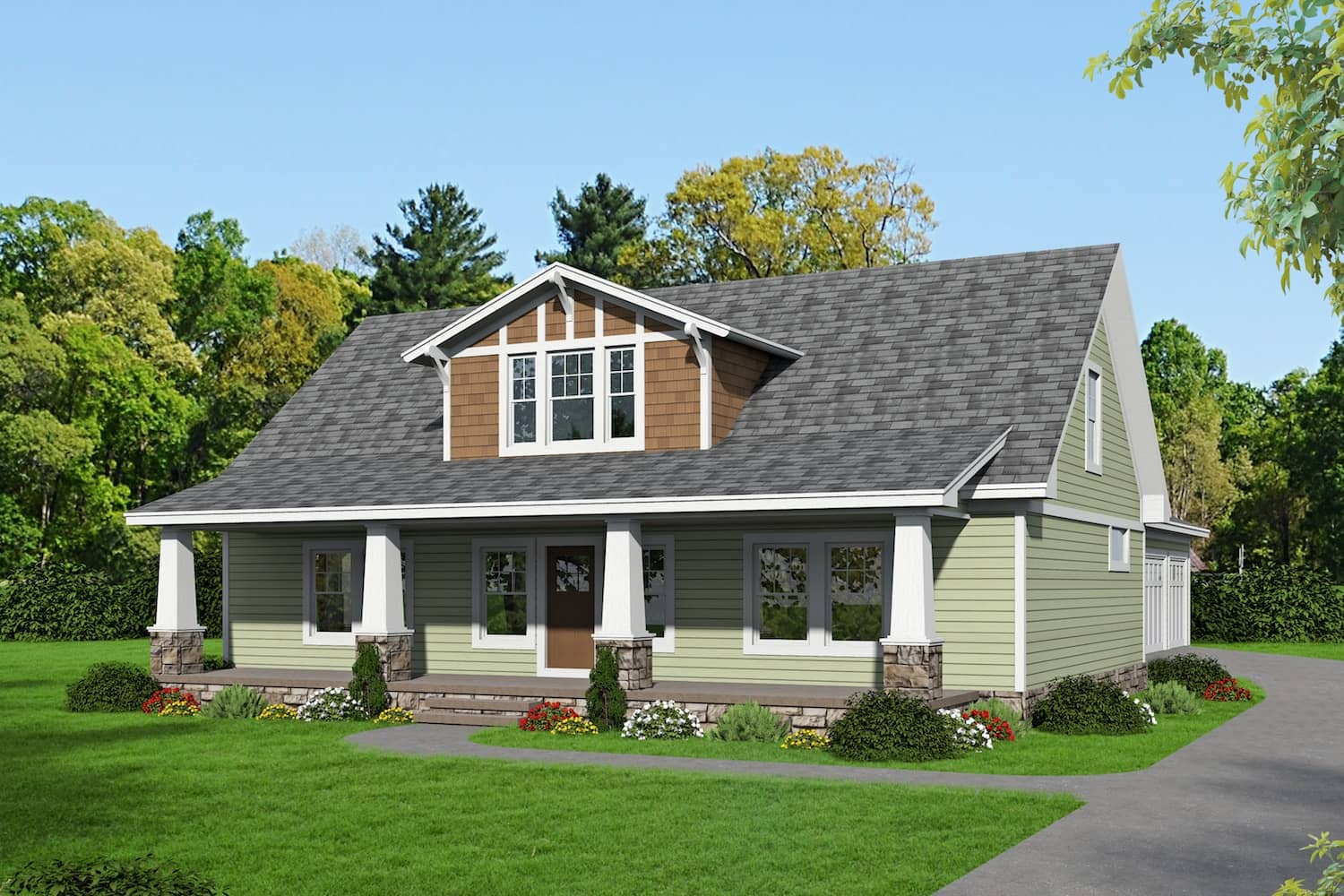 Transitional Craftsman home (ThePlanCollection: Plan #196-1031)