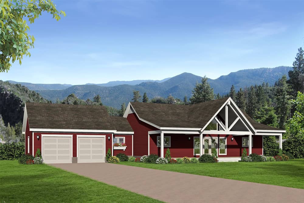 Barn-Style Country Ranch (Plan #196-1072)