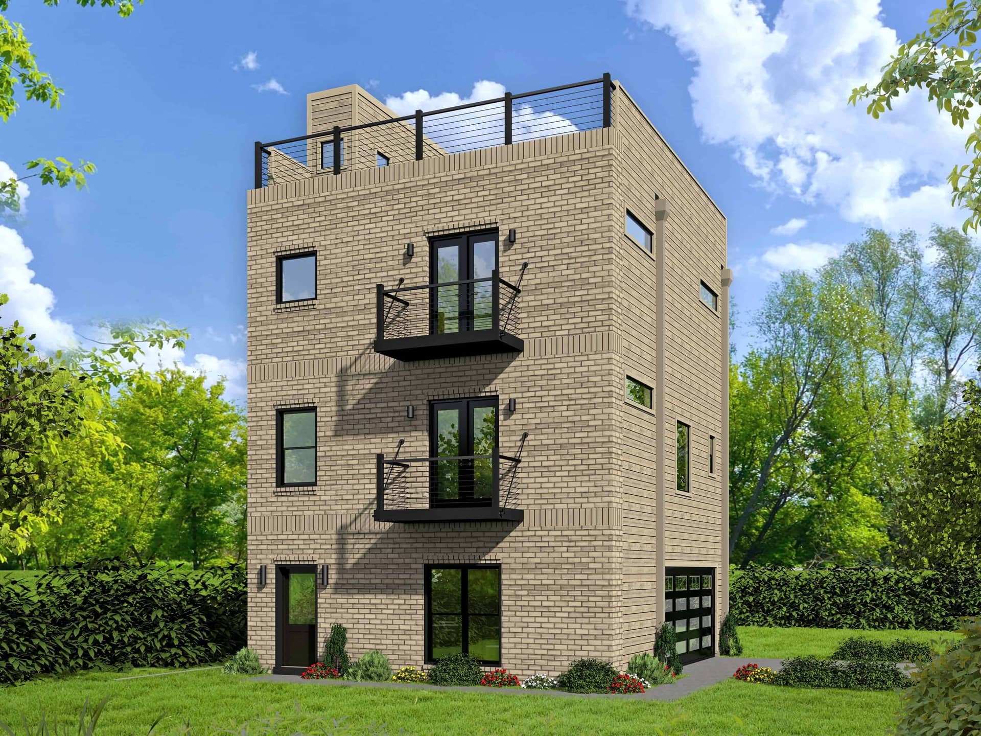 Front elevation of Modern home (ThePlanCollection: House Plan #196-1101)