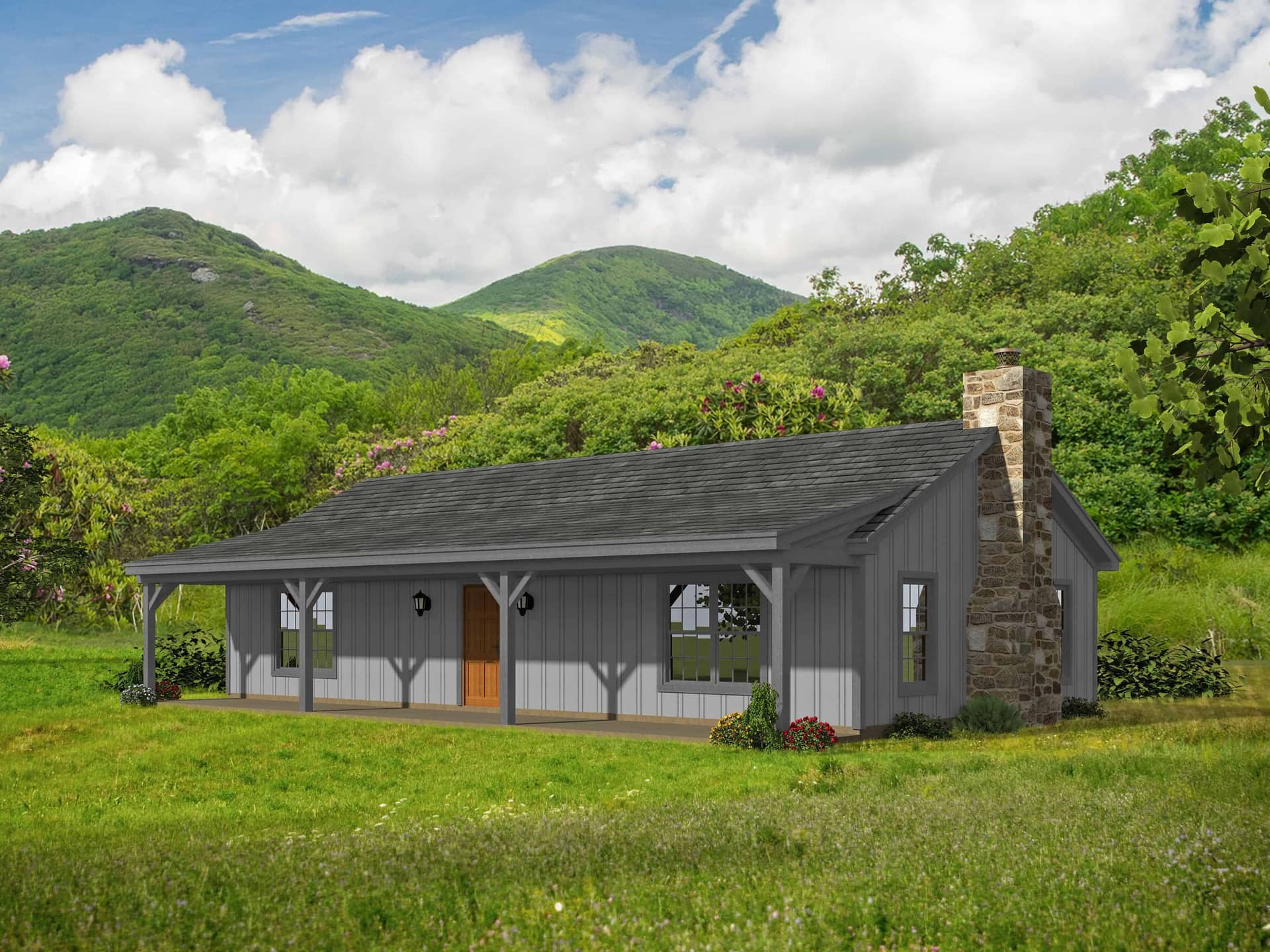 Front elevation of Ranch home (ThePlanCollection: House Plan #196-1120)