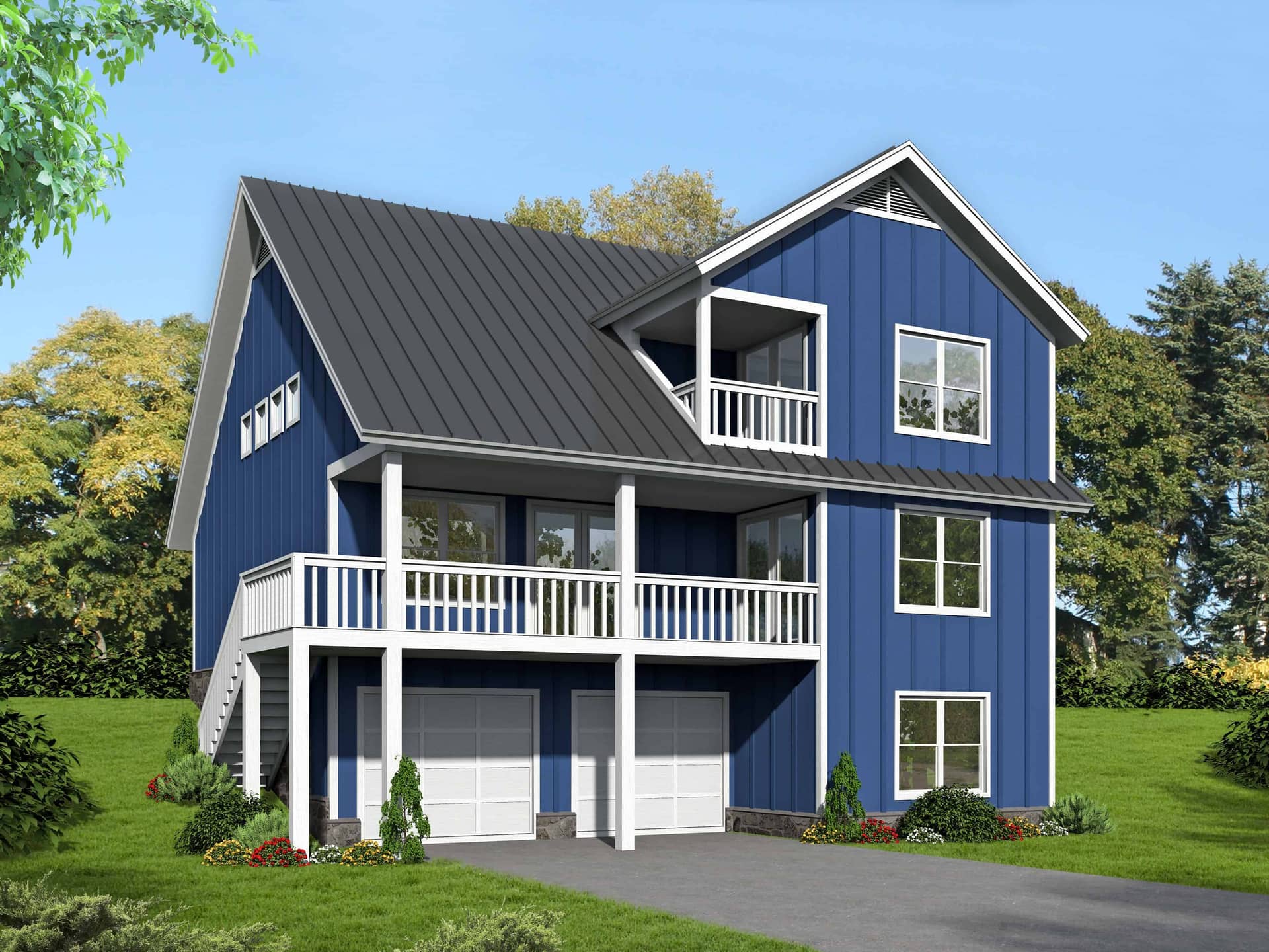 Front elevation of Coastal home (ThePlanCollection: House Plan #196-1127)