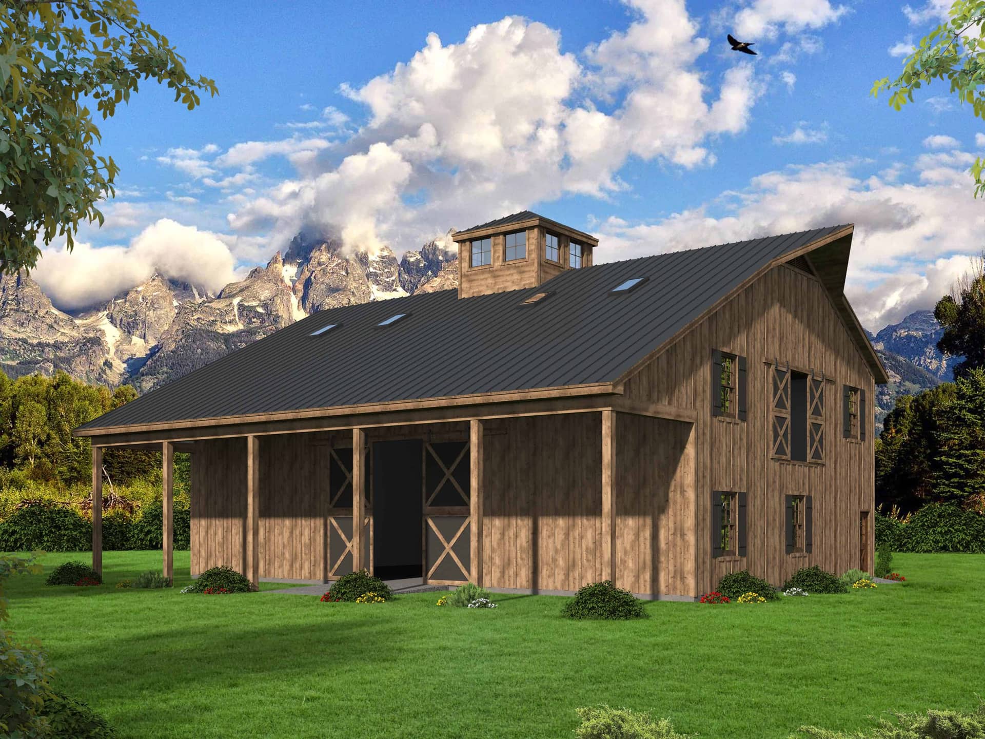 Barn style garage plan (ThePlanCollection: Plan #196-1156)