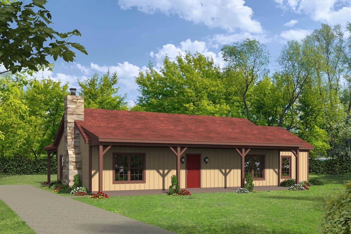 Country Ranch home (ThePlanCollection: Plan #196-1198)