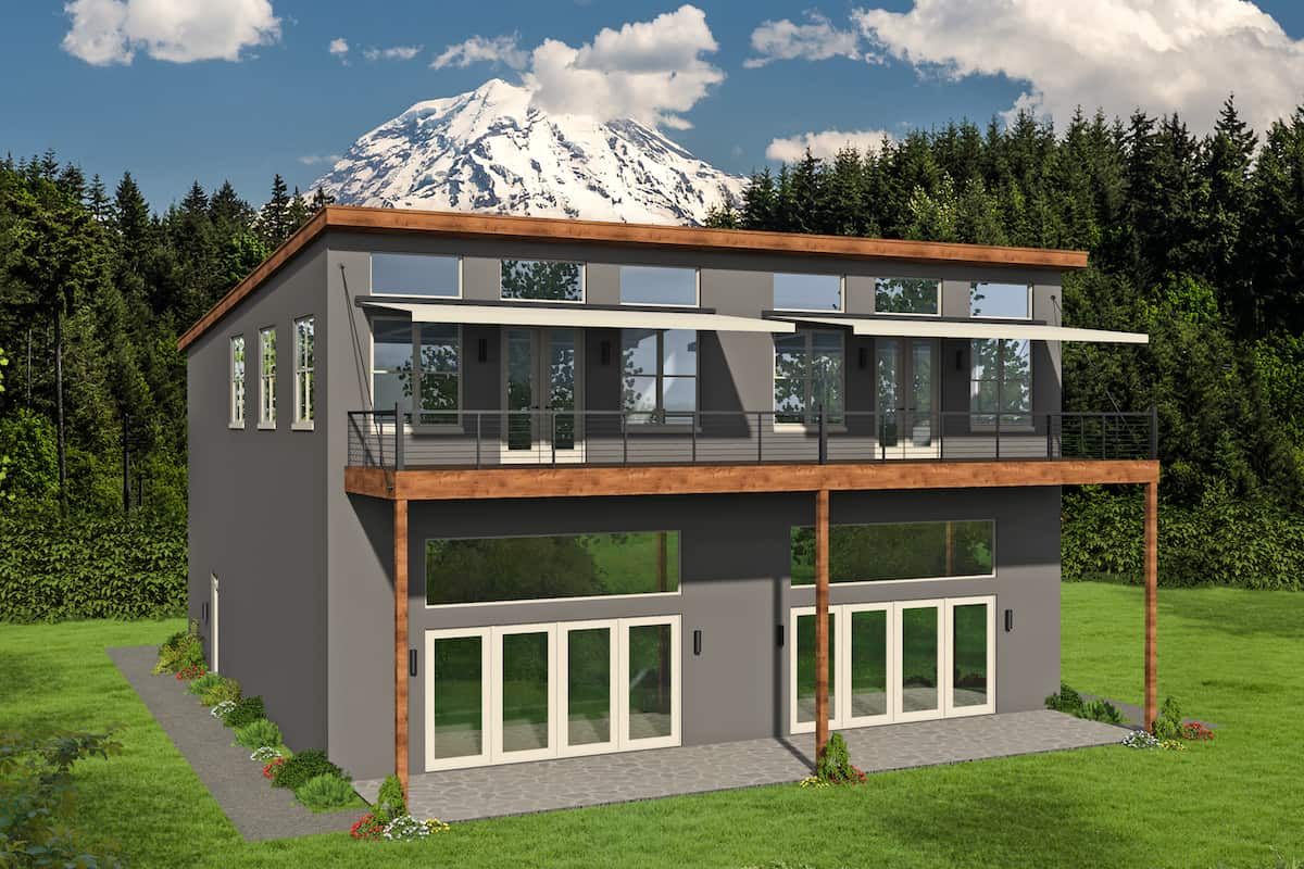 Contemporary duplex home (ThePlanCollection: Plan #196-1217)