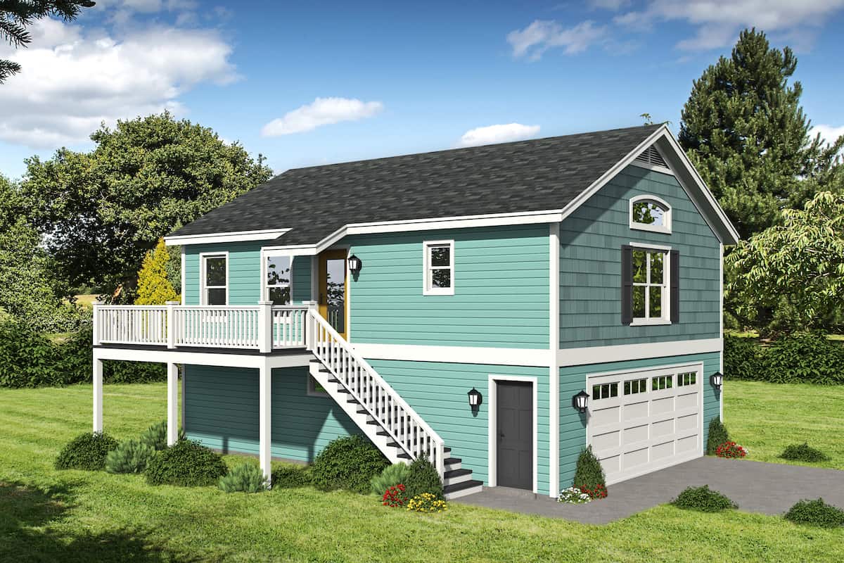 Garage w/Apartment home (ThePlanCollection: Plan #196-1229)