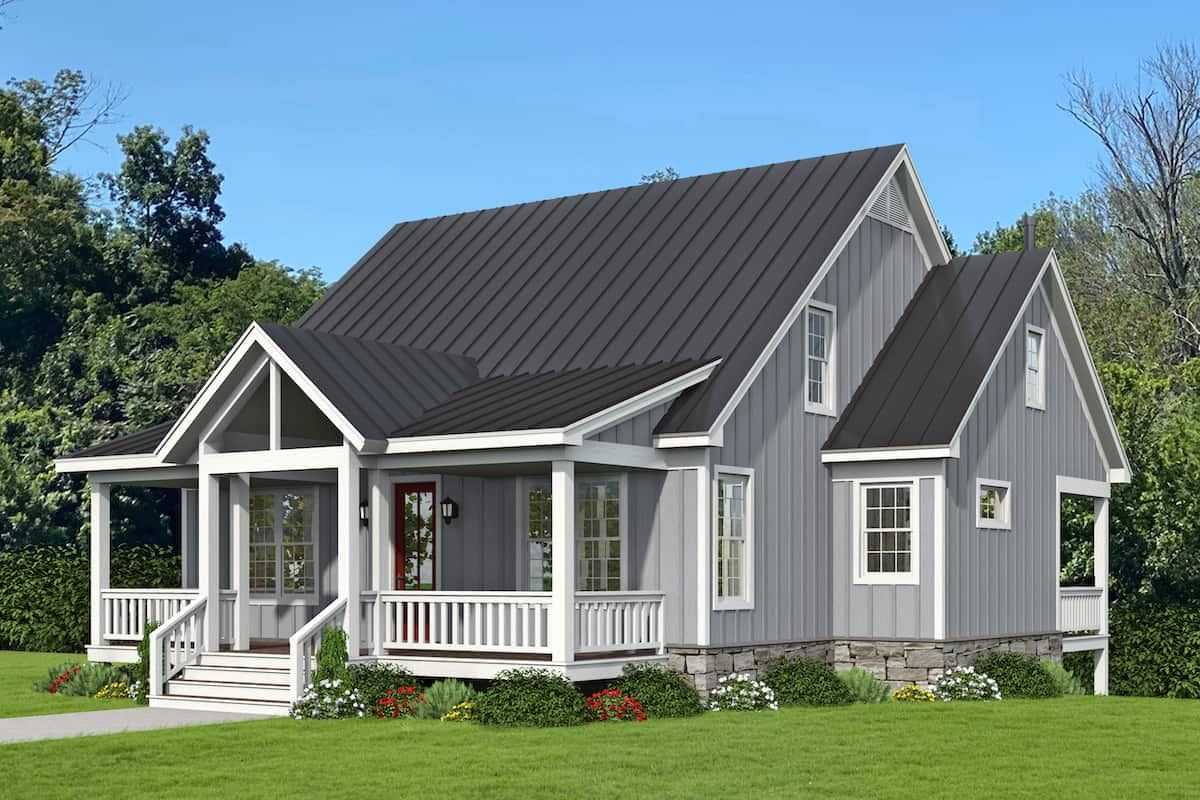 Farmhouse style house (ThePlanCollection: Plan #196-1234)