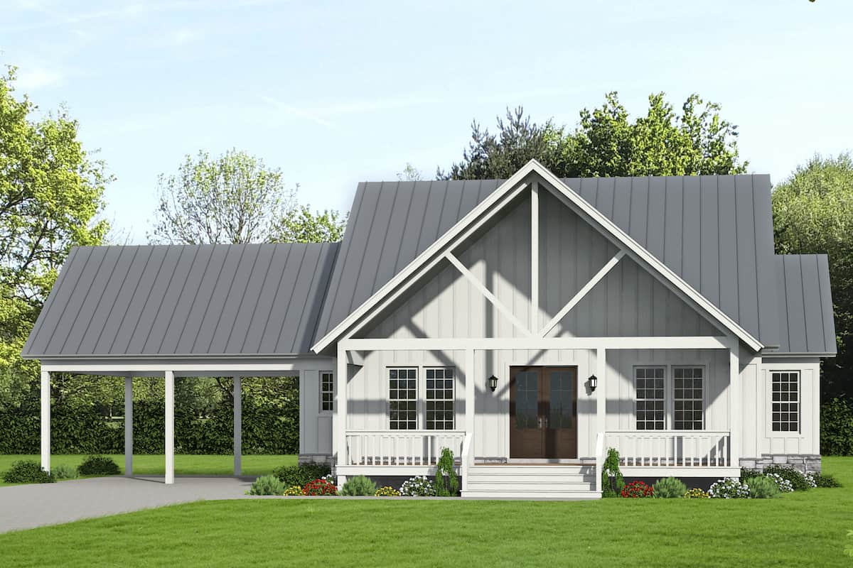 Modern Farmhouse home (ThePlanCollection: Plan #196-1238)