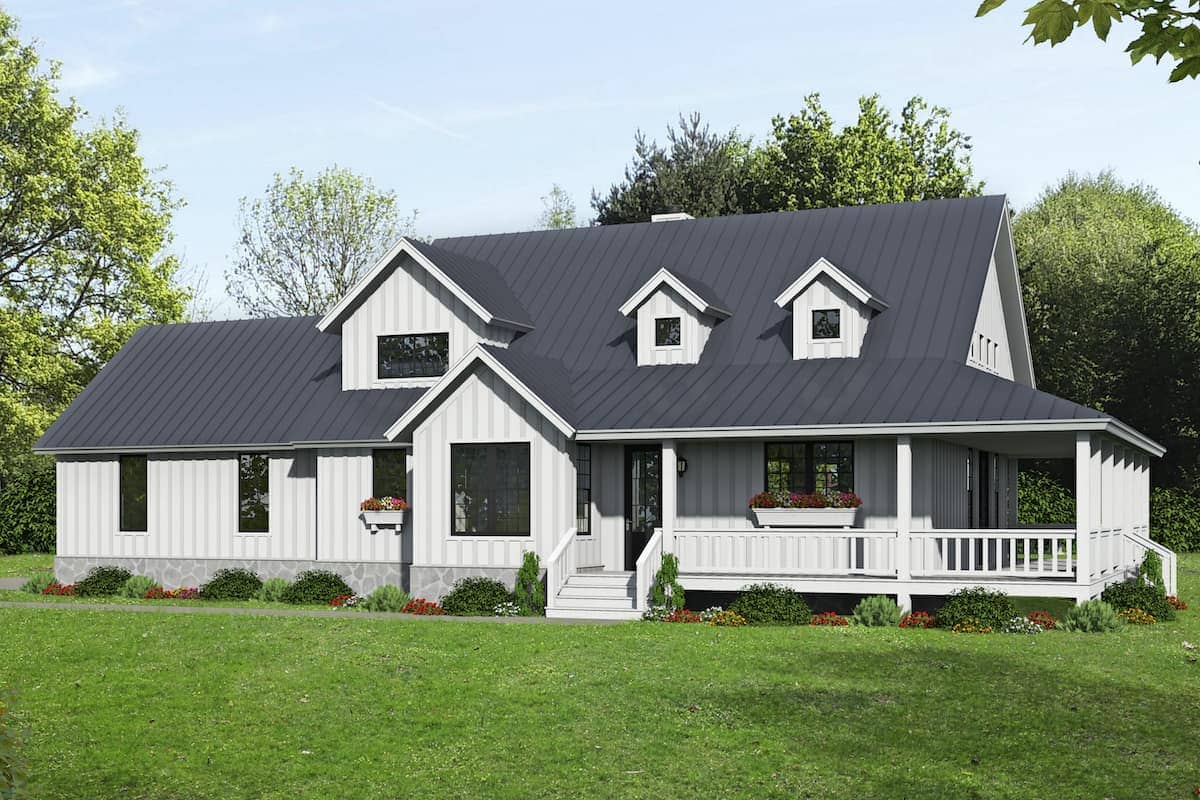Farmhouse style home (ThePlanCollection: Plan #196-1254)