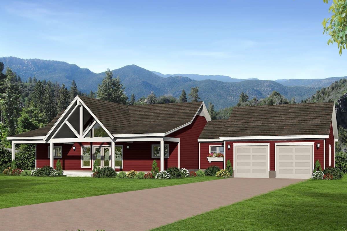 Ranch style house (ThePlanCollection: Plan #196-1260)