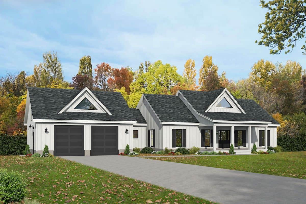 Modern Farmhouse home design (ThePlanCollection: Plan #196-1284)