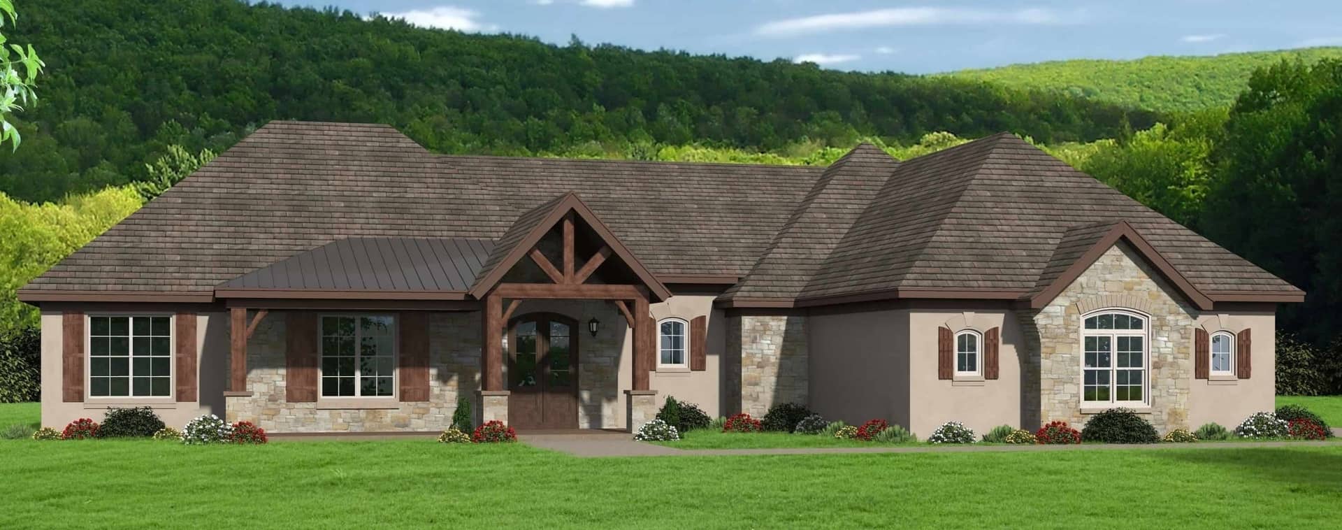 Rustic French home design (ThePlanCollection: Plan #196-1288)