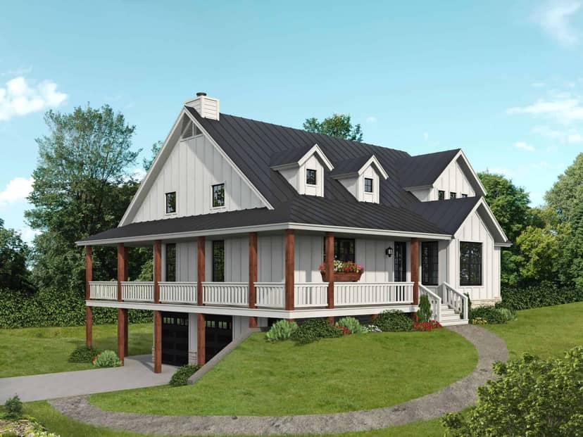 Modern Farmhouse Home Plan - 3 Bedrms, 2.5 Baths - 3098 Sq Ft - #196-1846