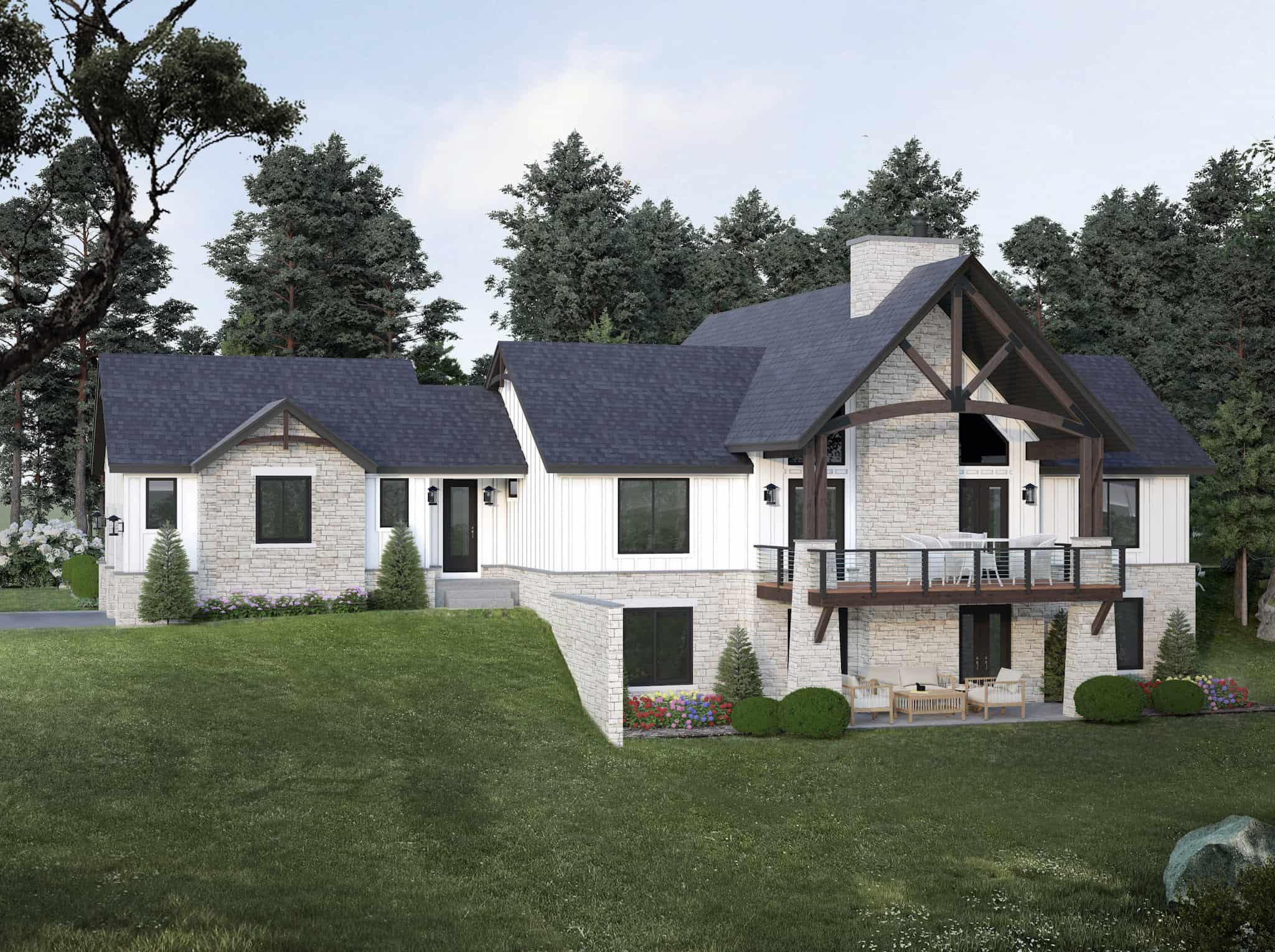 Front elevation of Modern Farmhouse home (ThePlanCollection: House Plan #196-1851)