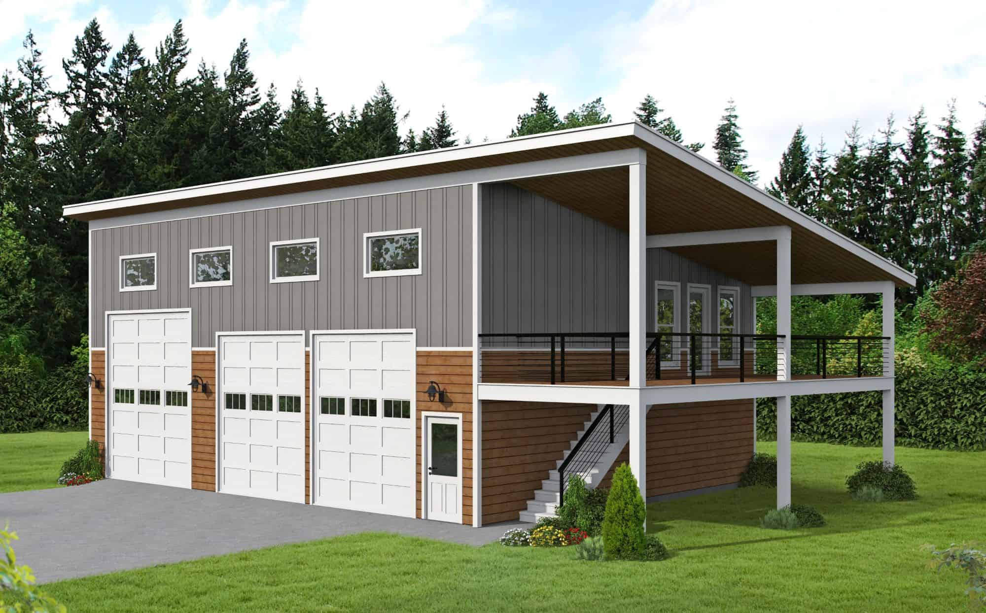 Front elevation of Garage home (ThePlanCollection: House Plan #196-1877)