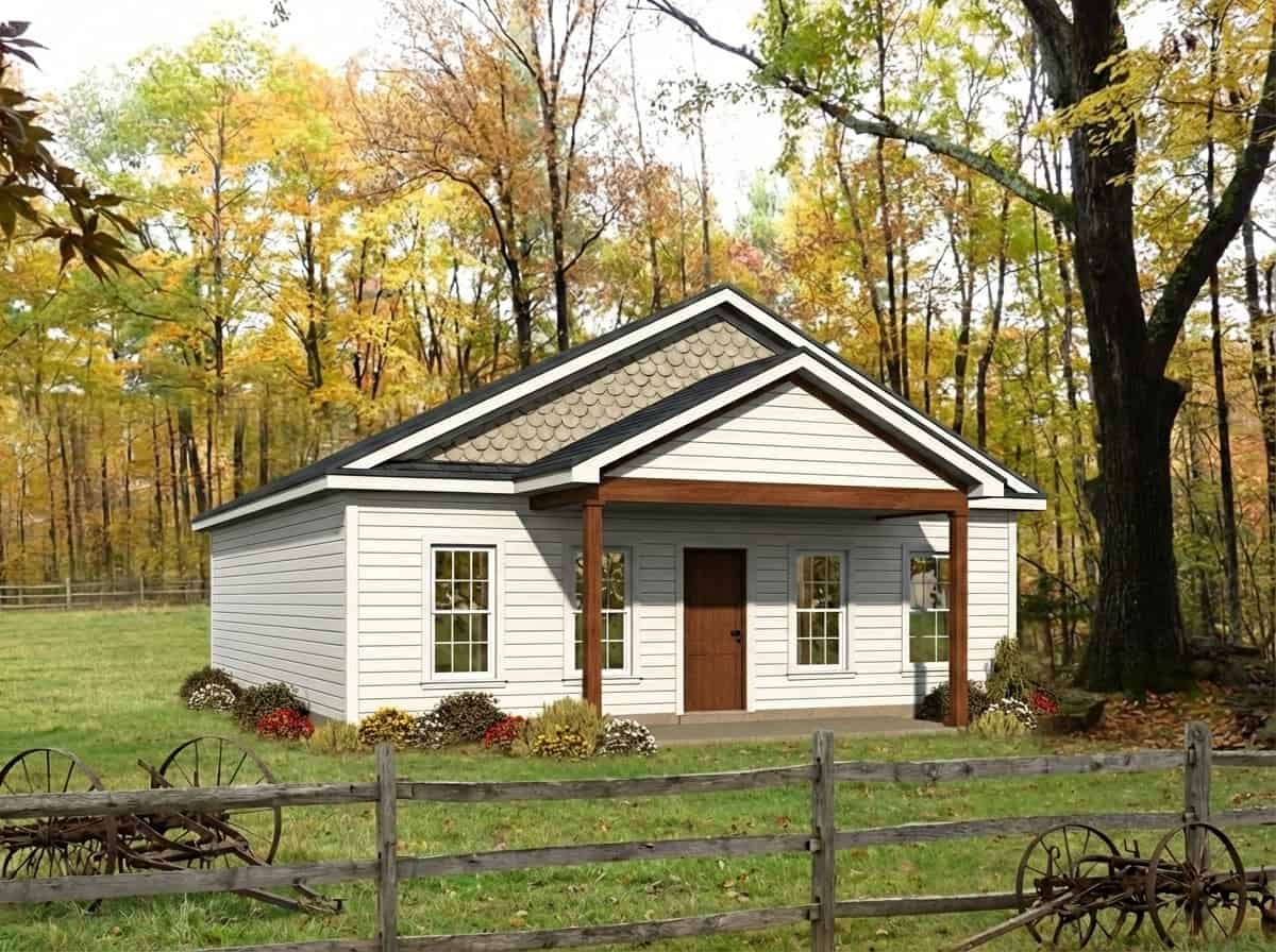 Front elevation of Farmhouse home (ThePlanCollection: House Plan #196-1933)