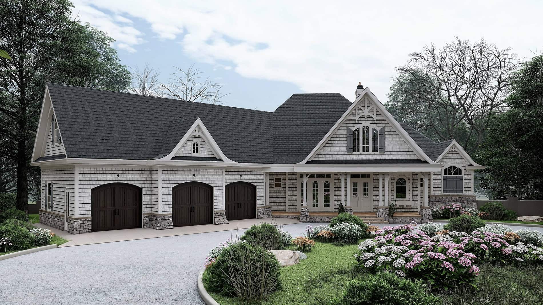 Front elevation of Cottage home (ThePlanCollection: House Plan #198-1016)