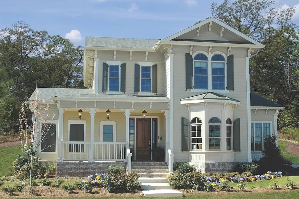 Front elevation of Victorian home (ThePlanCollection: House Plan #198-1021)