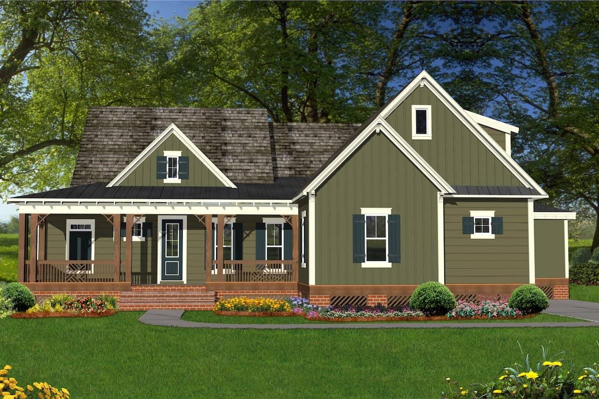 Front elevation of Coastal home (ThePlanCollection: House Plan #198-1055)