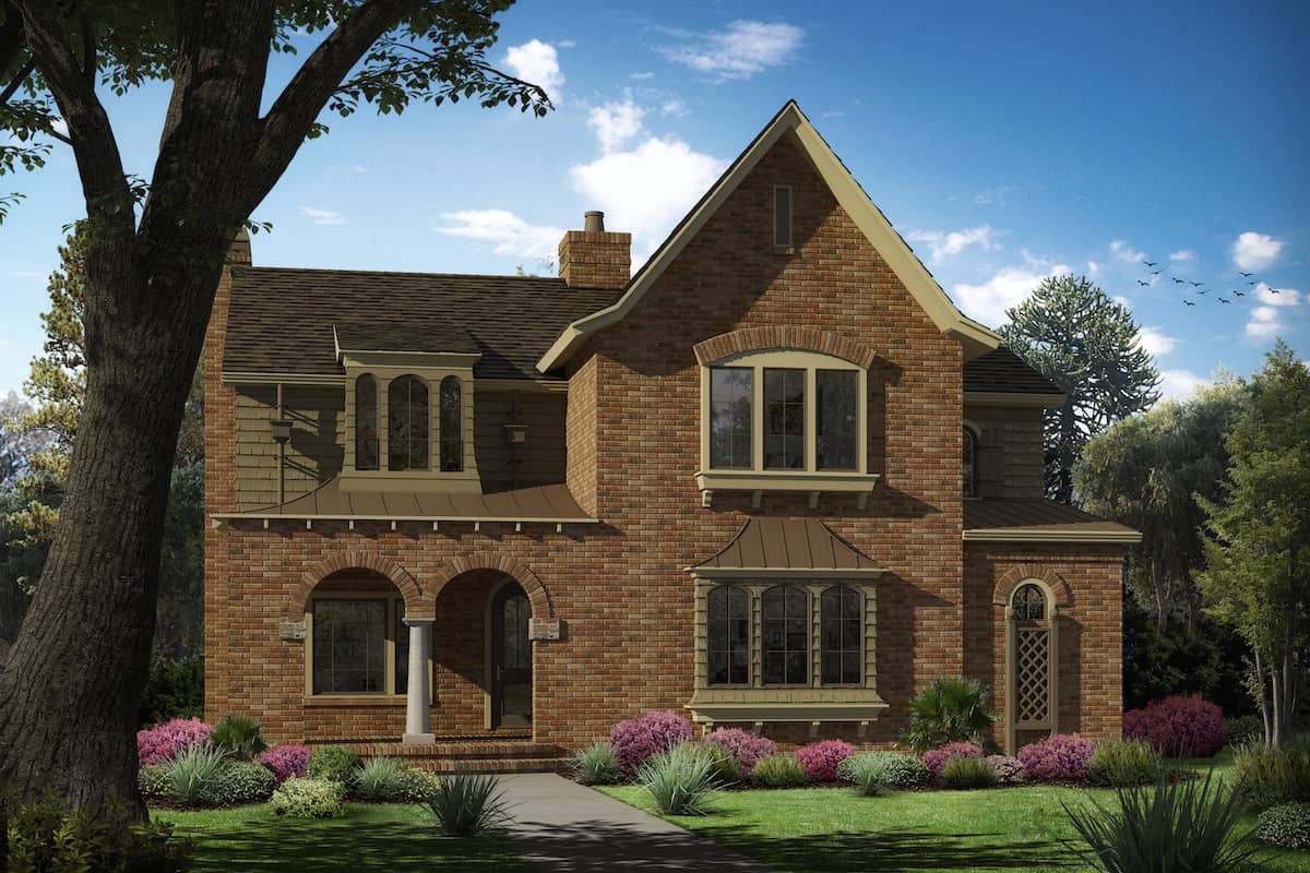 European style home (ThePlanCollection: Plan #198-1069)