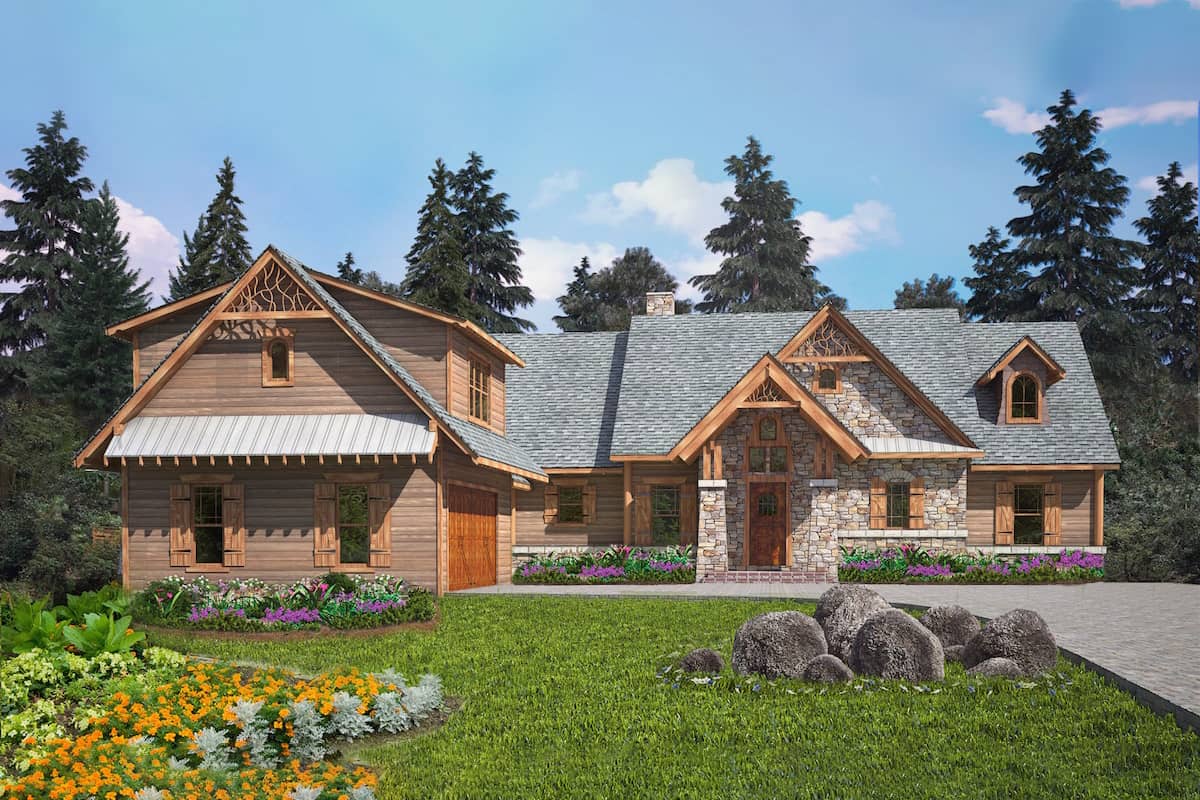 Front elevation of Cottage home (ThePlanCollection: House Plan #198-1085)