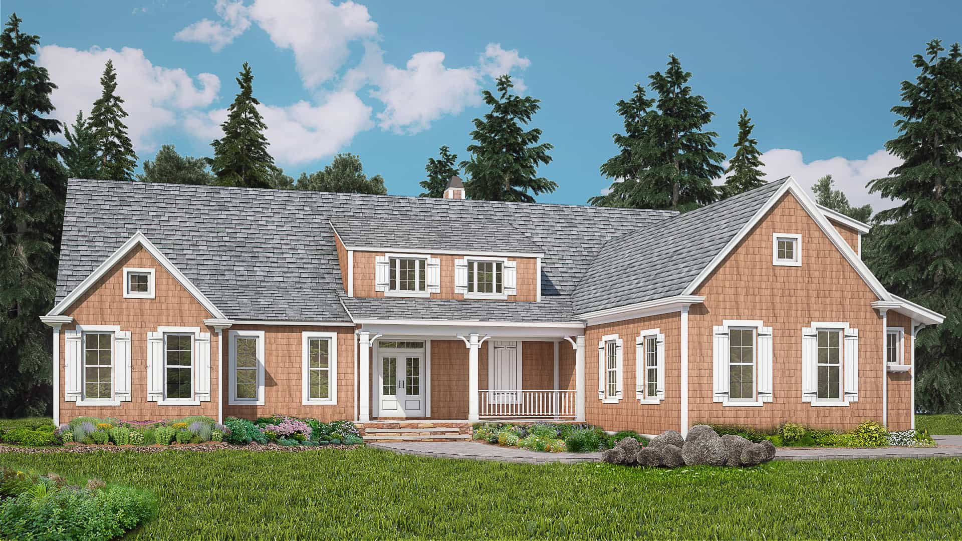 Farmhouse home (ThePlanCollection: Plan #198-1102)