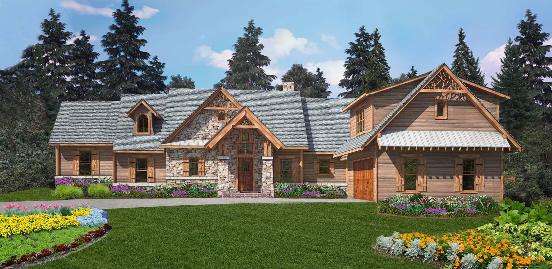 Front elevation of Craftsman home (ThePlanCollection: House Plan #198-1118)