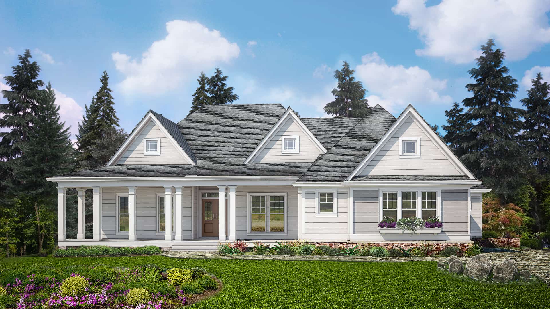 Farmhouse home (ThePlanCollection: Plan #198-1130)