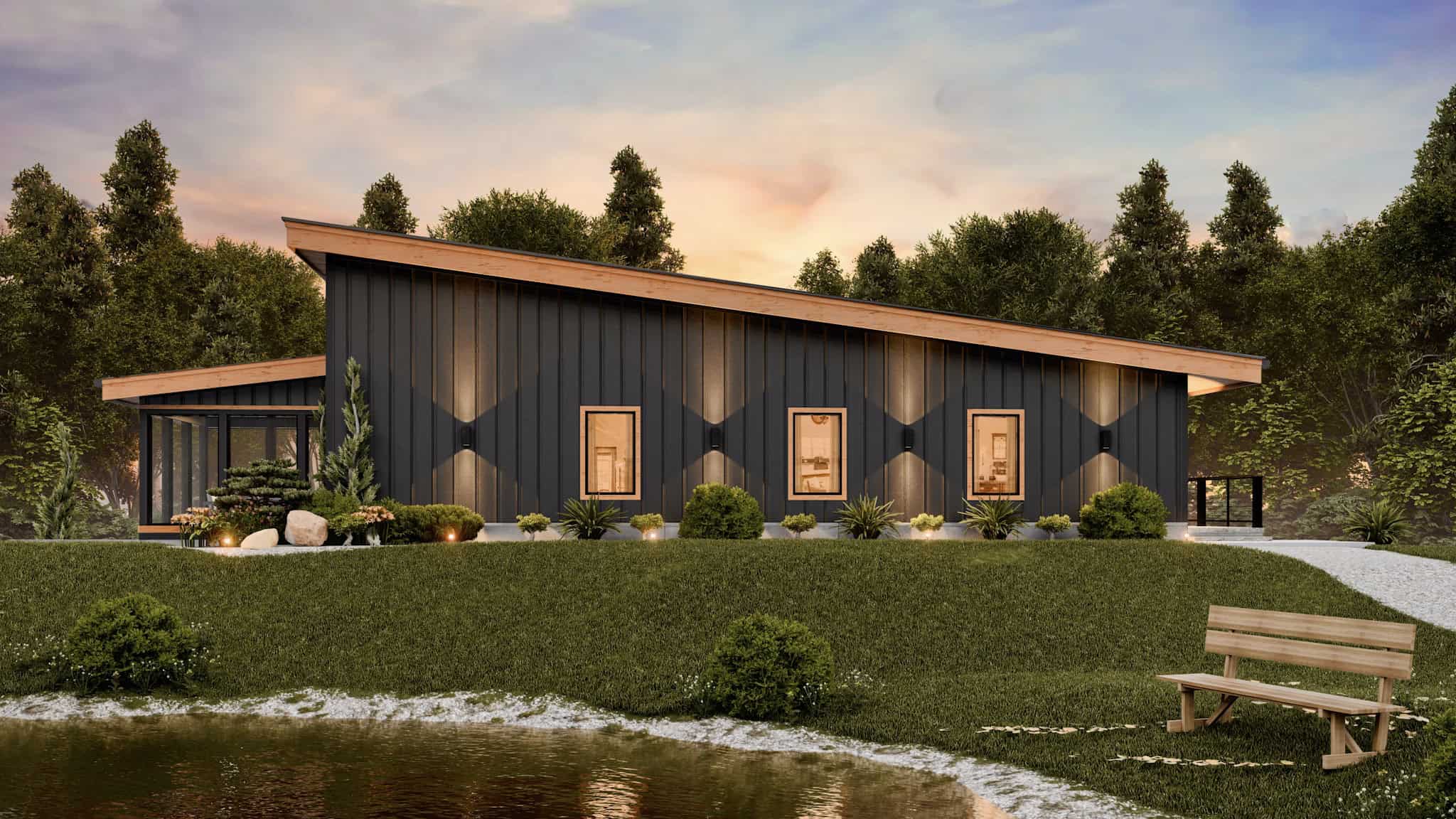 Front elevation of Lake home (ThePlanCollection: House Plan #198-1169)