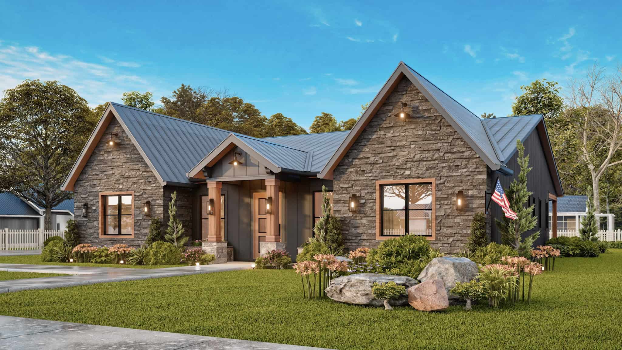 Front elevation of Rustic home (ThePlanCollection: House Plan #198-1187)