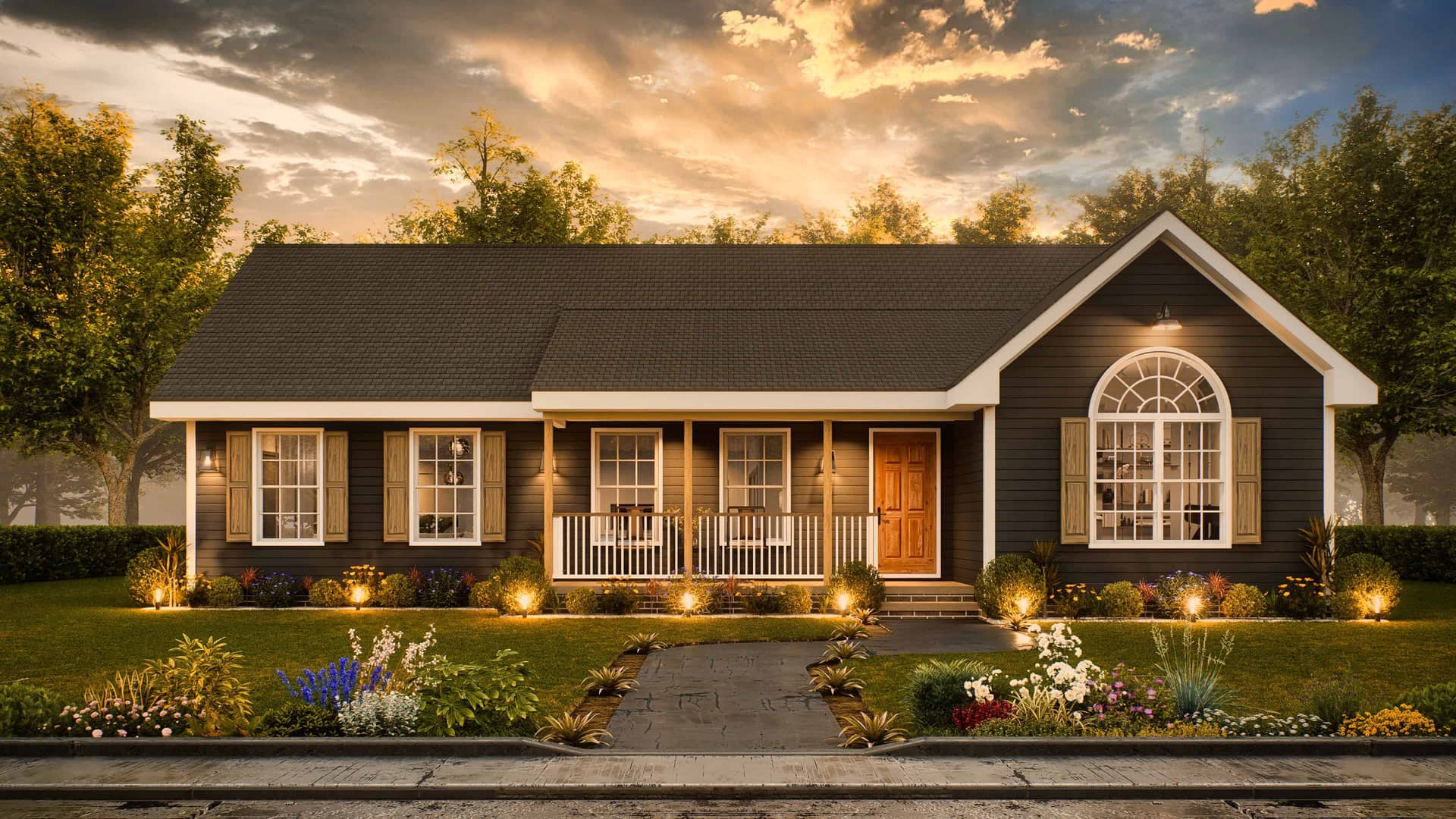 Front elevation of Rustic home (ThePlanCollection: House Plan #198-1190)