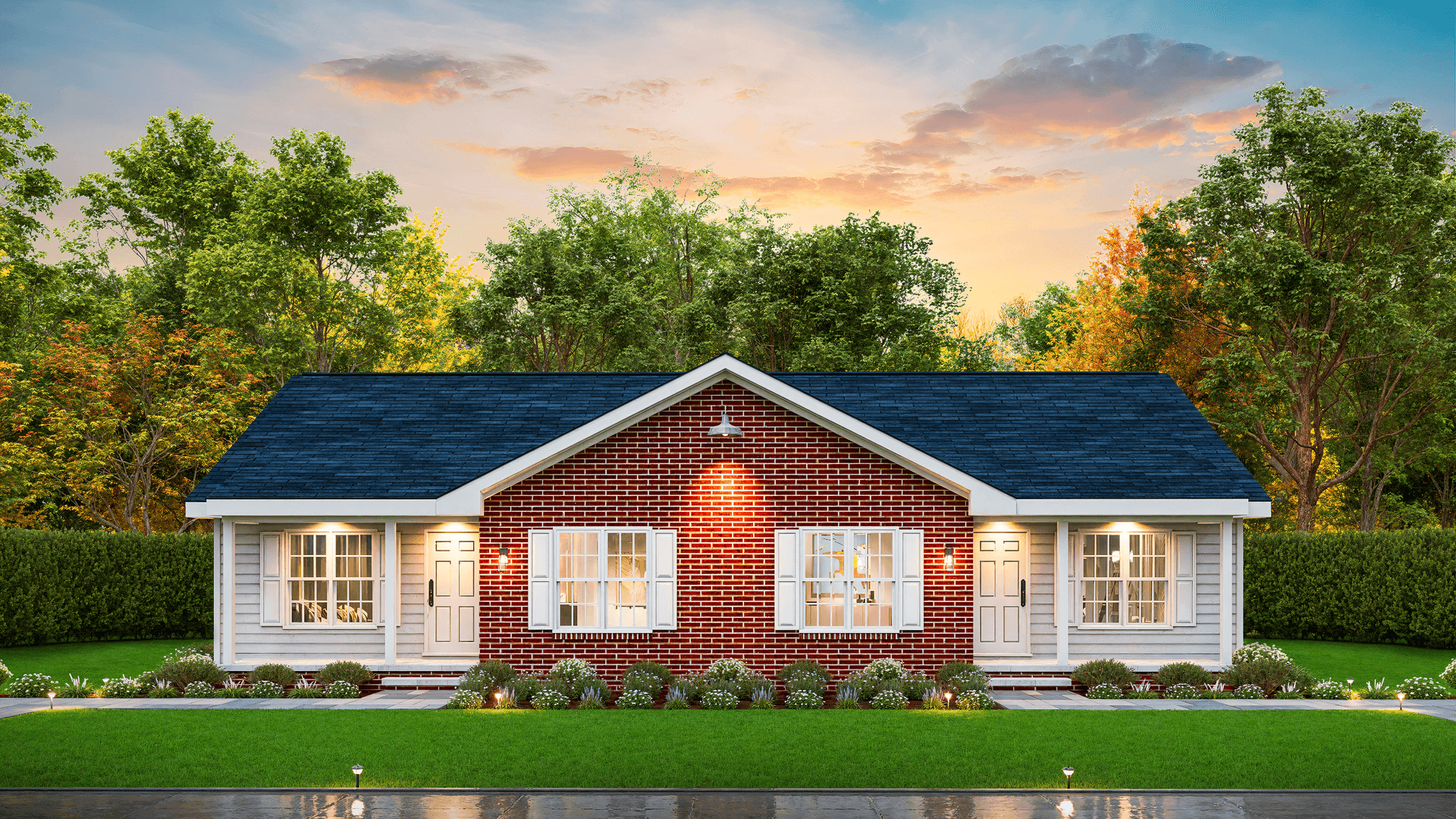 Front elevation of Duplex/Multi-Unit home (ThePlanCollection: House Plan #198-1207)