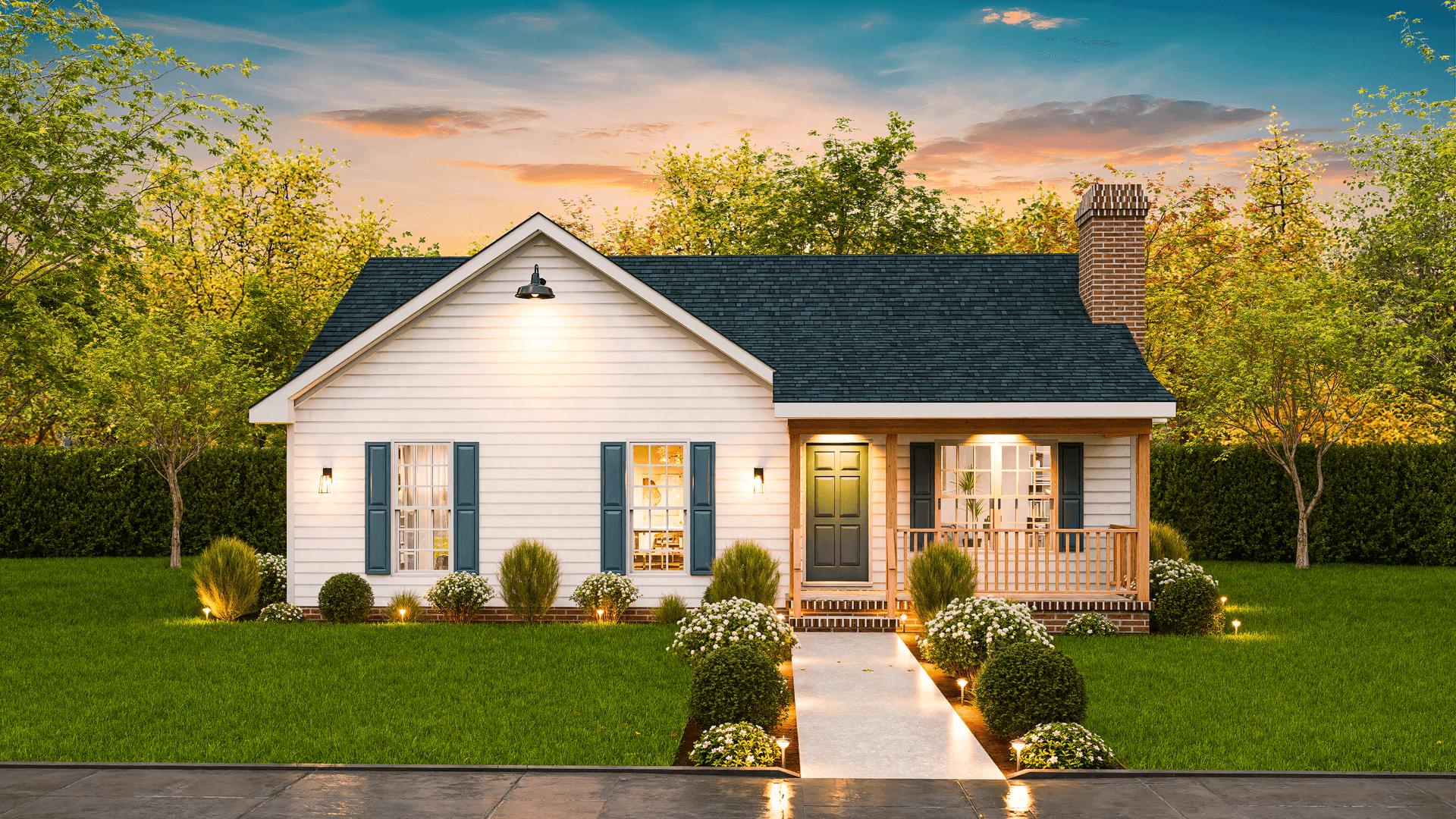 Front elevation of Small Country Cottage home (ThePlanCollection: House Plan #198-1216)