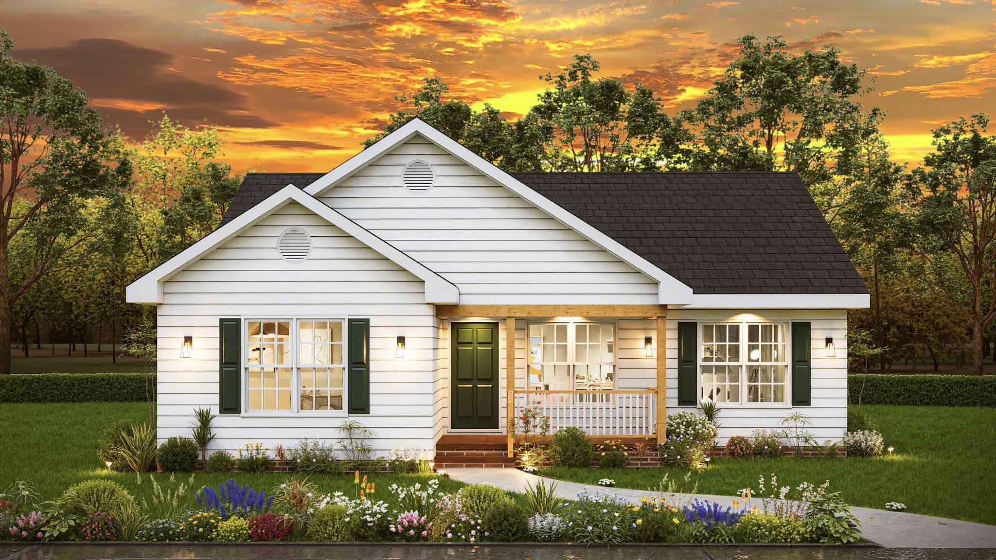 Front elevation of Country Cottage home (ThePlanCollection: House Plan #198-1225)