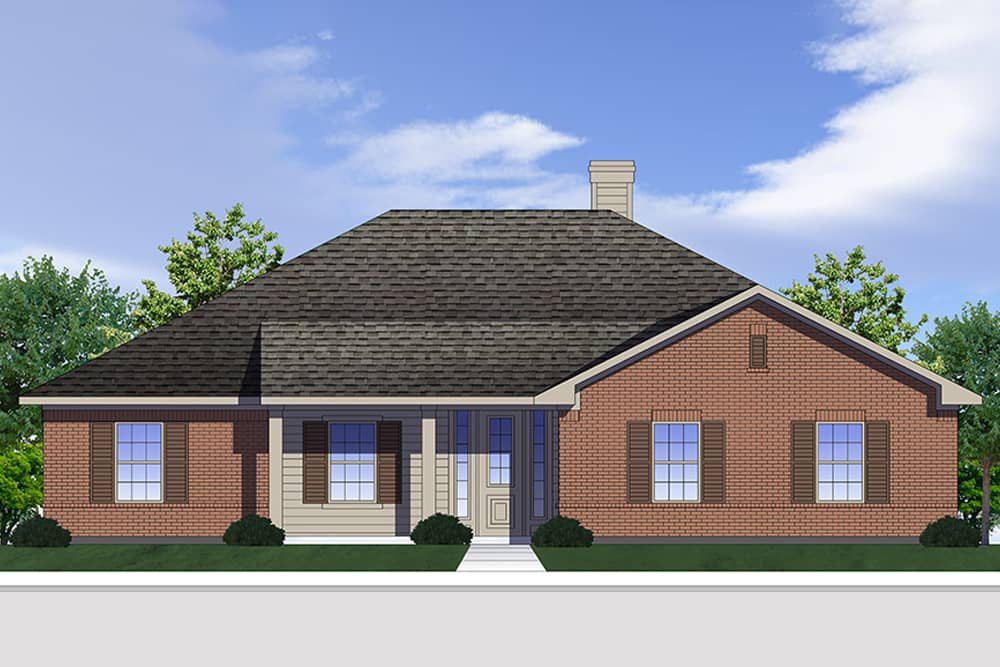 Front elevation of Traditional home plan (ThePlanCollection: House Plan #199-1001)