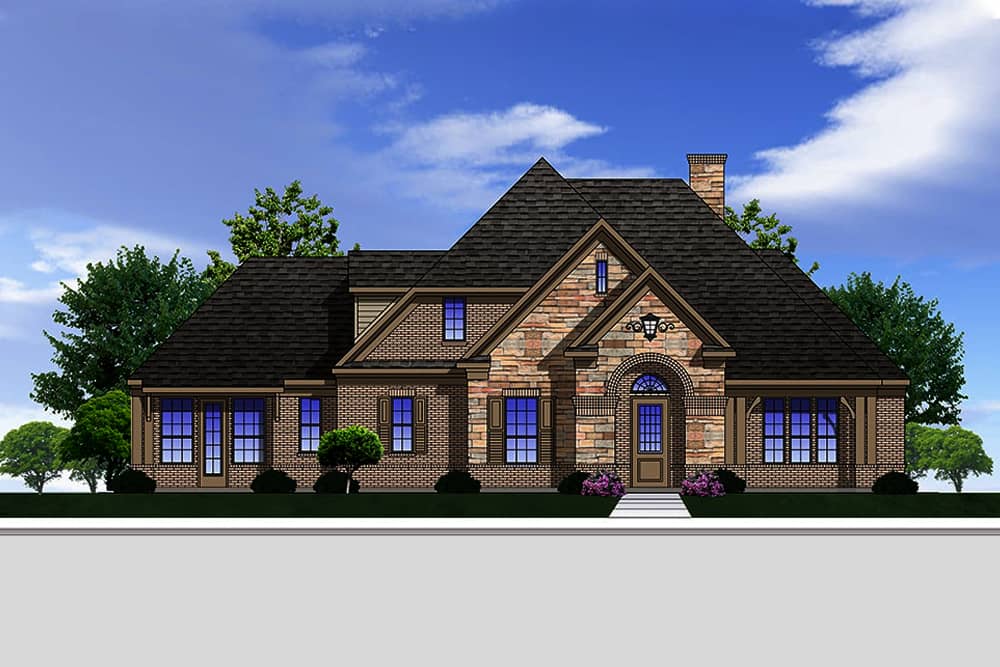 Front elevation of Traditional home plan (ThePlanCollection: House Plan #199-1016)