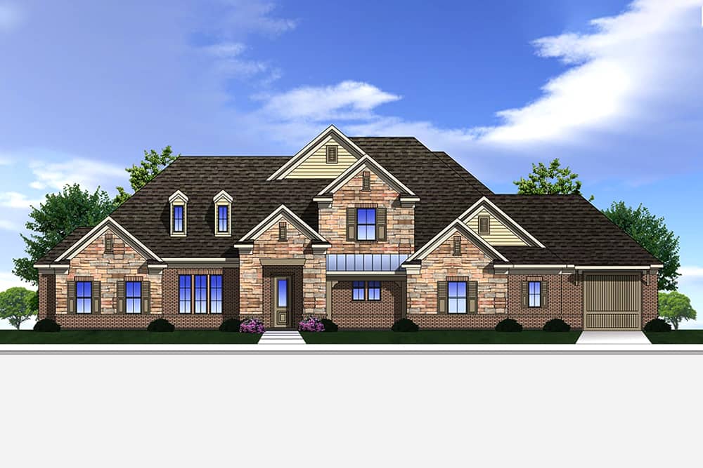 Front elevation of Traditional home plan (ThePlanCollection: House Plan #199-1017)