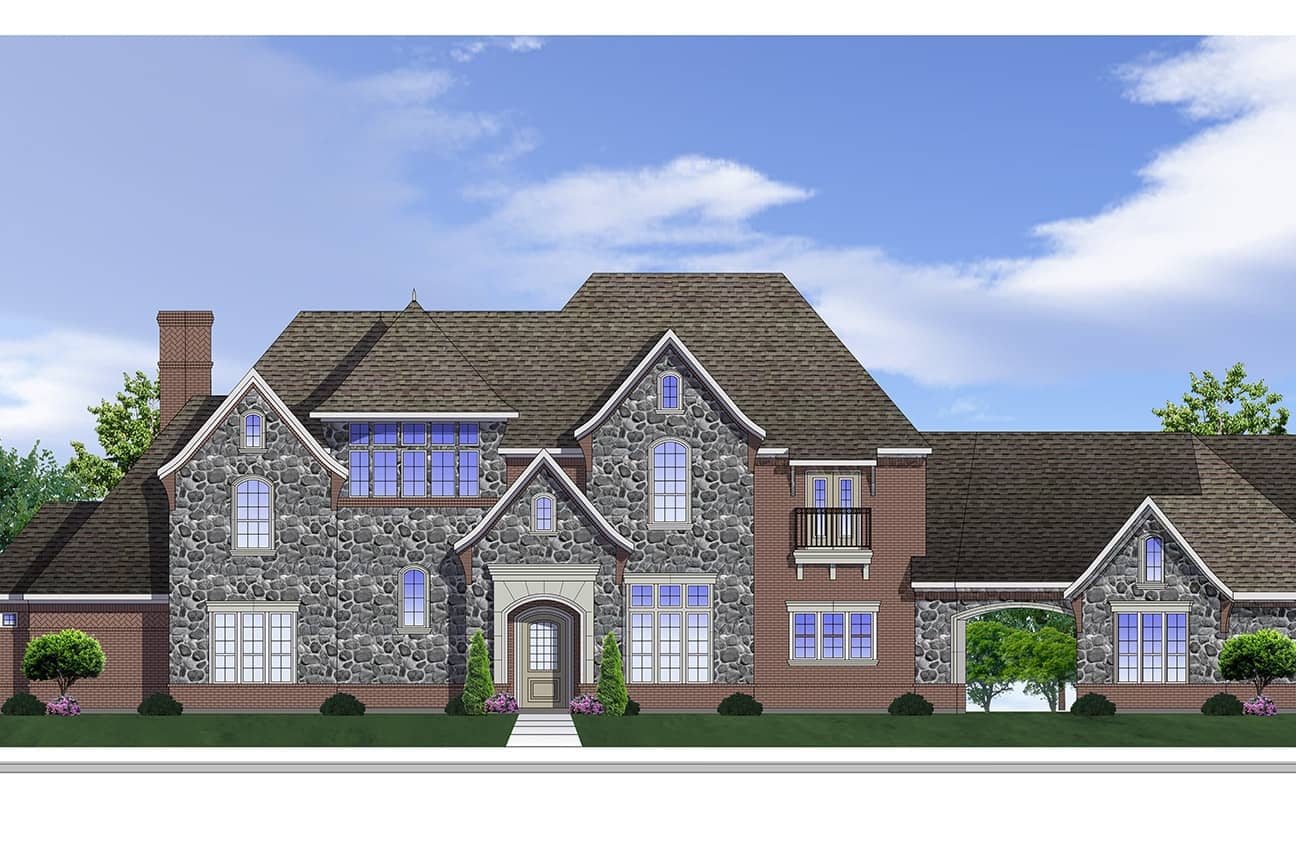 Front elevation of Traditional home plan (ThePlanCollection: House Plan #199-1020)