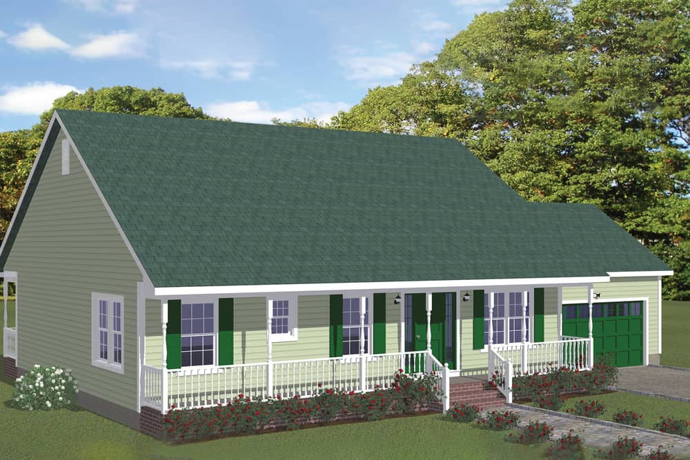 Front elevation of Country home (ThePlanCollection: House Plan #200-1013)