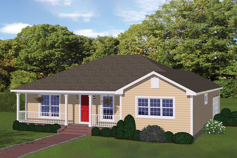 Front elevation of Cottage home (ThePlanCollection: House Plan #200-1018)