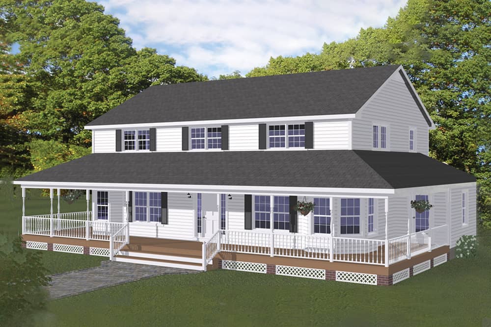 Farmhouse home plan (ThePlanCollection: #200-1025)