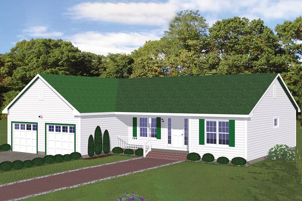 Ranch home (ThePlanCollection: #200-1027)