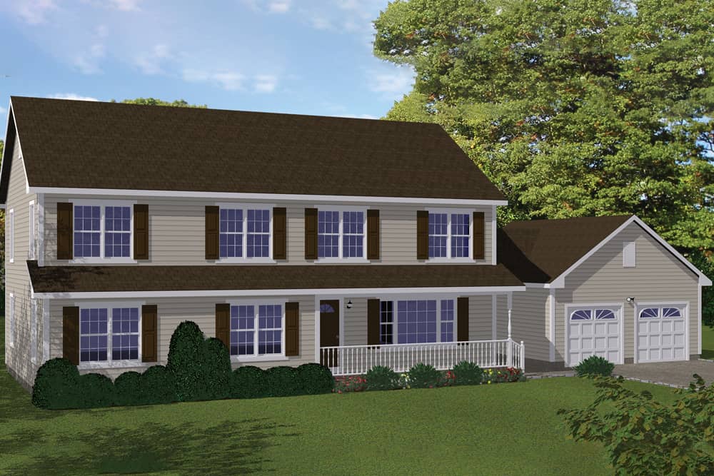 Front elevation of Farmhouse home (ThePlanCollection: House Plan #200-1039)