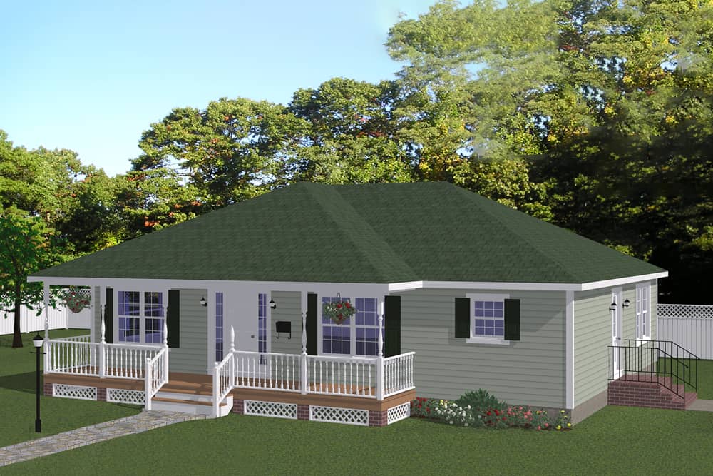 Front elevation of Cottage home (ThePlanCollection: House Plan #200-1047)