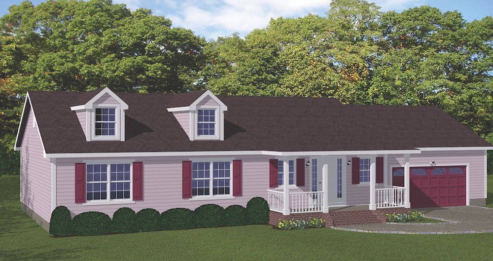 Front elevation of Ranch home (ThePlanCollection: House Plan #200-1082)