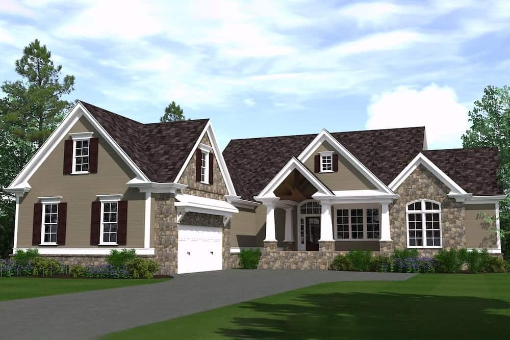 Traditional home (ThePlanCollection: House Plan #201-1006)