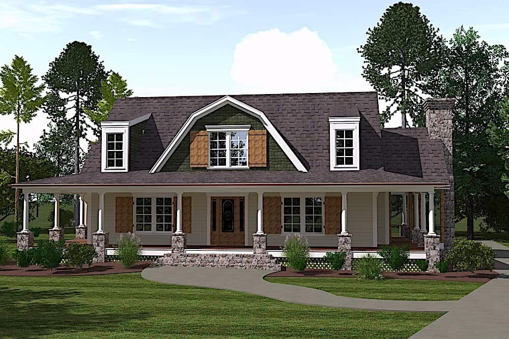 Dutch Colonial Farmhouse (ThePlanCollection: Plan #201-1017)